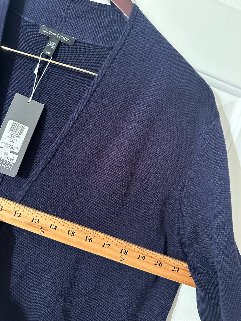 EILEEN FISHER Lrg Old Money Quiet Luxury Blue Oval Jacket Silk Organic Cotton - Picture 11 of 16